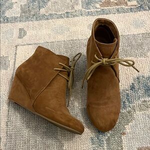 Brown Suede Wedge Ankle Boots
